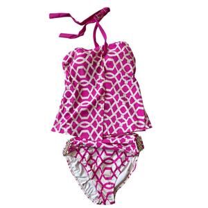 TARA GRINNA Women's Swim suit/Tankini size 34; 10; Pink & White